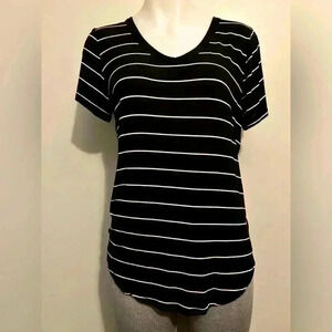 SO women’s size M black and white striped rayon mix top